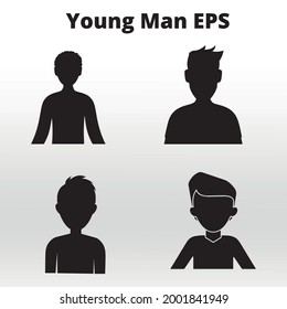 set young man silhouettes, line  isolated or logo isolated sign symbol vector,outline and stroke style Collection of high quality black style vector illustration