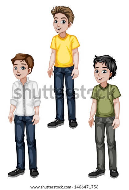 Set Young Men Stylish Clothes Cartoon Stock Vector (royalty Free 