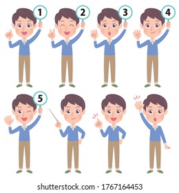 A set of young men with who express various emotions.It's vector art so it's easy to edit.