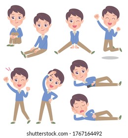 A set of young men with who express various emotions.It's vector art so it's easy to edit.