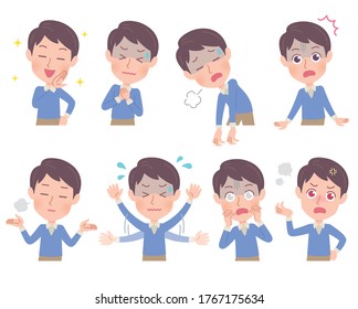 A set of young men with who express various emotions.It's vector art so it's easy to edit.