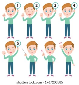 A set of young men with who express various emotions.It's vector art so it's easy to edit.