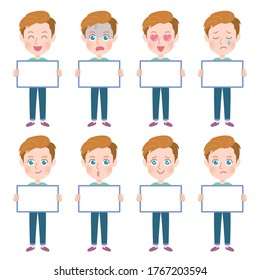 A set of young men with who express various emotions.It's vector art so it's easy to edit.