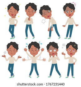A set of young men with who express various emotions.It's vector art so it's easy to edit.