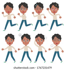 A set of young men with who express various emotions.It's vector art so it's easy to edit.
