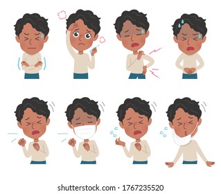 A set of young men with who express various emotions.It's vector art so it's easy to edit.