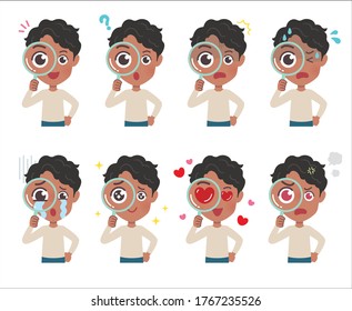 A set of young men with who express various emotions.It's vector art so it's easy to edit.