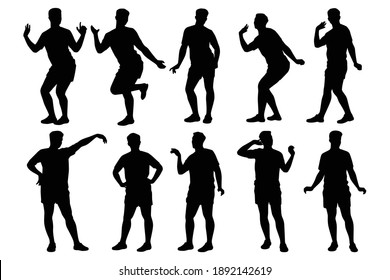 Set of young men who are gay silhouette vector, Homosexual concept.