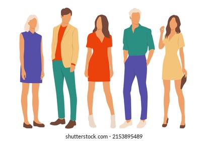 Set Young Men Women Different Colors Stock Vector (Royalty Free ...