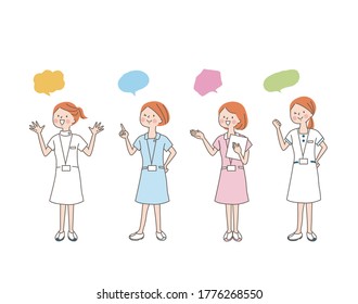Set of young nurse facial expressions