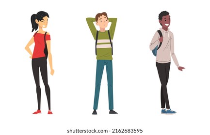 Set of young people from different countries cartoon vector illustration