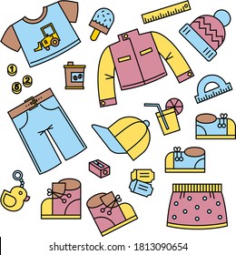 Set of young people items
