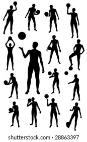 Set of young person playing with a ball - vector