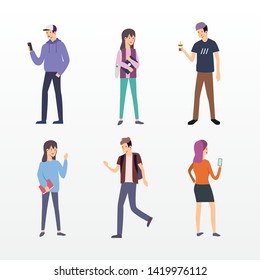 Set of Young Students People Back to School Illustration Vector