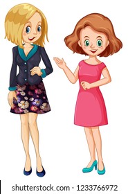 Set of young woman character illustration