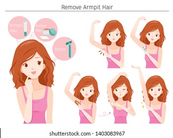 Set Of Young Woman Remove Her Armpit Hair, Nourishing, Beauty, Fashion svg