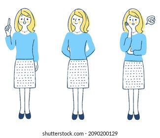 A set of young women with different facial expressions