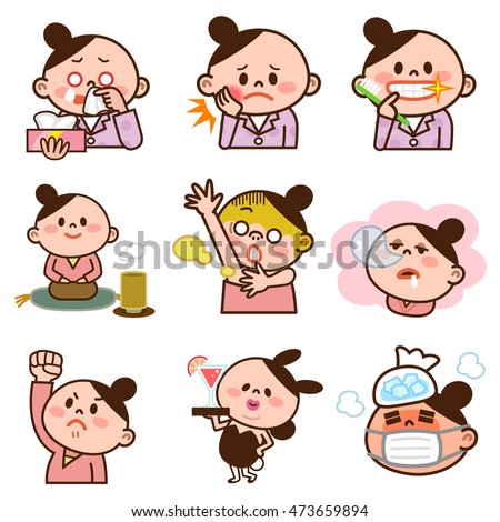 Set of young women illustrations
