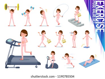A set of young women on exercise and sports.There are various actions to move the body healthy.It's vector art so it's easy to edit.
