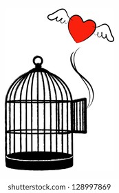 Set your heart free ( heart escaping from a cage). EPS 10