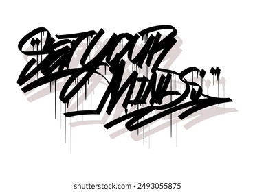 SET YOUR MINDS diseño de estilo de etiqueta de graffiti