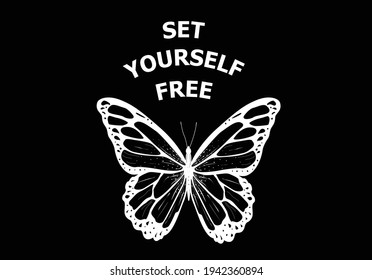 set yourself free butterfly vector art