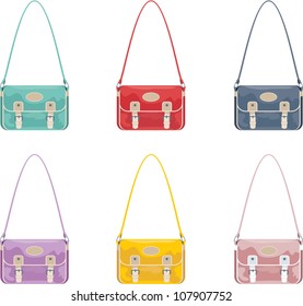 Set of youth bags. vector