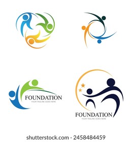 set of youth foundation logo creative people education logo concept