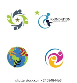 set of youth foundation logo creative people education logo concept