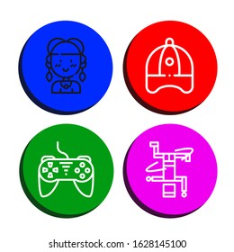 Set of youth icons. Such as Hippie, Baseball cap, Controller, Breakdance , youth icons