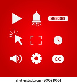 Set The Youtube Button. Modern Digital Technology In Internet Video Broadcasting. Flat Icon. Vector Illustration