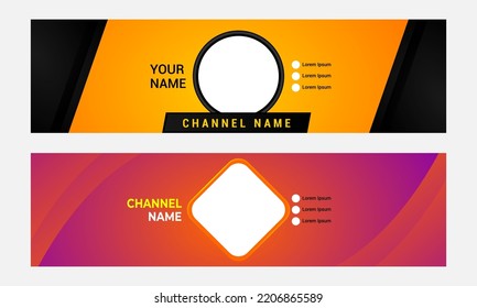 Set Of Youtube Channel Banner. Colorful Template Design.