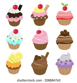 set of yummy cupcake, vector EPS 10 
