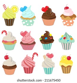 set of yummy cupcake, vector EPS 10 