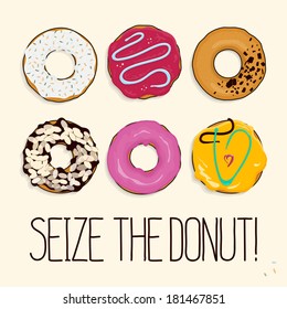 Set of yummy donuts