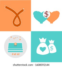 Set of Zakat icon. Simple thin line, outline vector of Ramadan icons for ui and ux, website or mobile application. Ramadan and Eid Mubarak.  Zakat Al-Fitr are charity taken for the poor 
