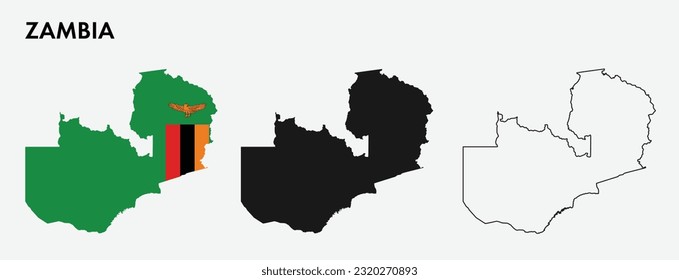 Set of Zambia map isolated on white background, vector illustration design