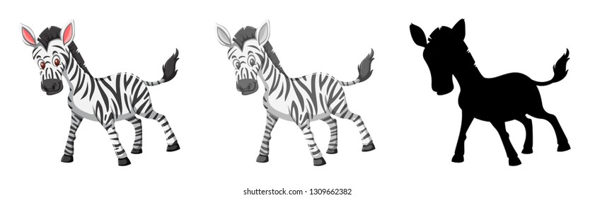 Set of zebra character illustration