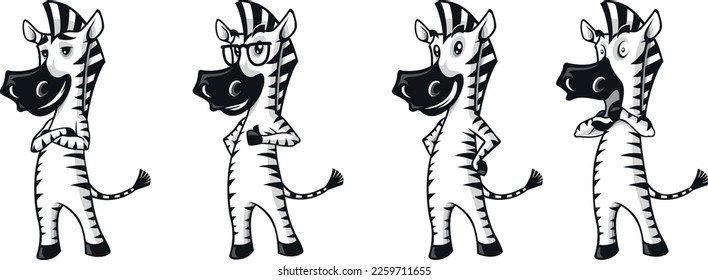 Set of Zebra Character with some different Emotions