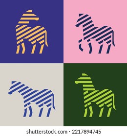 Set of Zebra, Zebra Logo. Icon design. Template elements