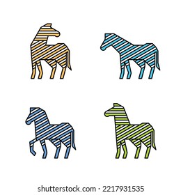 Conjunto de logotipo de cebra, cebra. Diseño de iconos. Elementos de plantilla