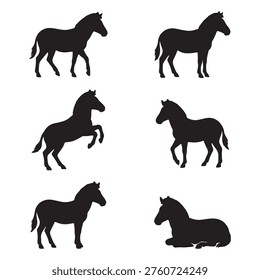 Set of zebra silhouette designs