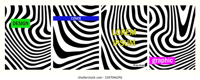 Set of zebra templates for cover, background, brochure, advertising, banner, web etc. Collection of black and white stripes 10 eps.