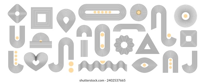 Set of zen arch line stripes, different arch, geometric shapes illustration