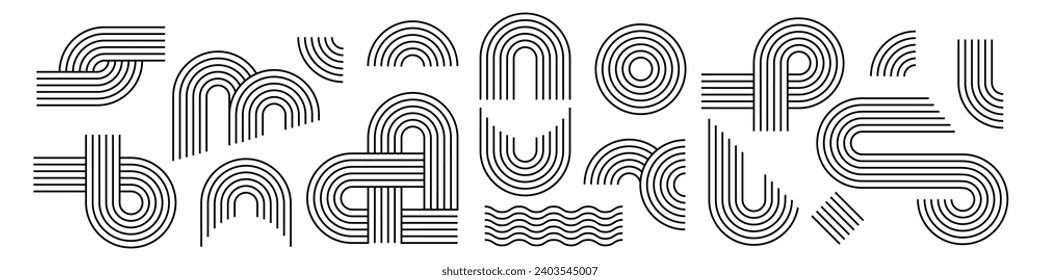 Set of zen arch line stripes, different arch, rainbow illustration