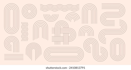 Set of zen arch line stripes, different arch, rainbow illustration