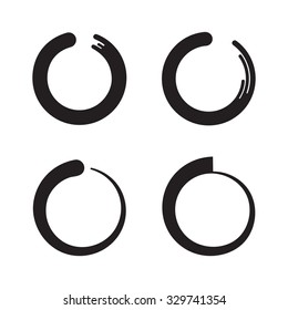 set of zen enso circles in modern minimalist style. vector illustration isolated on white background.