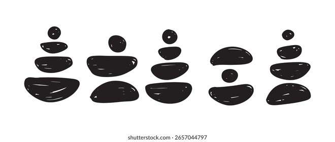 Conjunto de elemento de concepto de ilustración zen