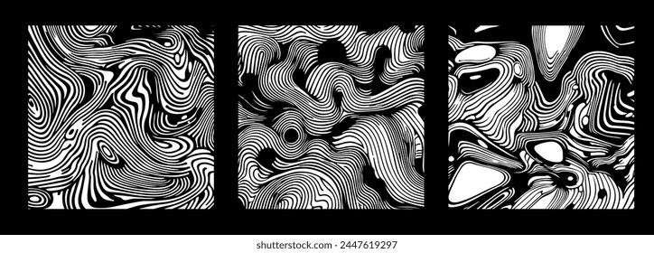 Conjunto de texturas de garabato zentangle en colores blanco y negro. Fondos abstractos de Vector.