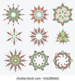Set of zentangle elements, folk decorative ornaments, mandala